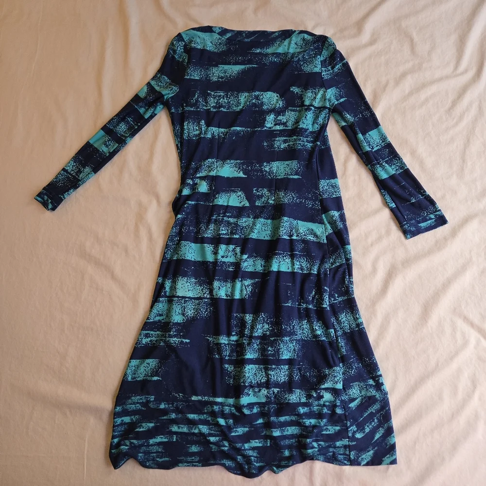 BCBG Alberta Ocean Blue & Turquoise Teal Wrap Dress - Picture 9 of 9